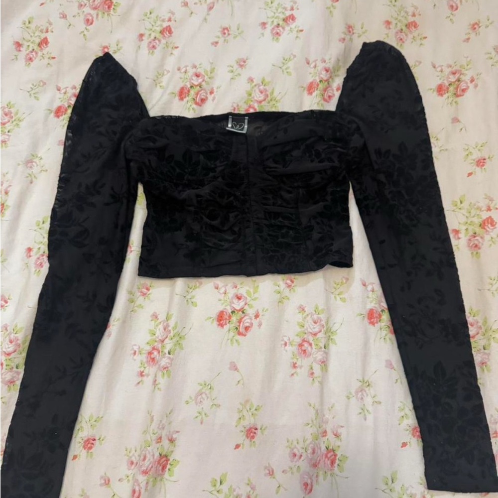 Windsor Black Floral Long Sleeve Blouse